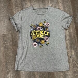 Fleetwood Mac Gray Floral Band Tee NWOT Sz L/XL